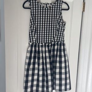 Brooks Brothers Black and White Gingham Fit-and-Flare plaid dress